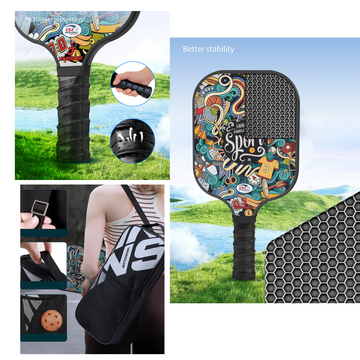 Raquettes de pickleball 2 pcs ensemble de raquettes de pickleball en fibre de carbone 4 balles et sac de rangement cadre de tennis